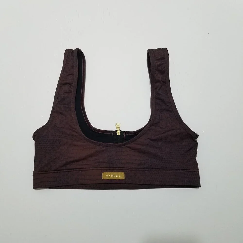 Varley Snake Print Animal Print Unlined Zip Up Sports Bra Size S